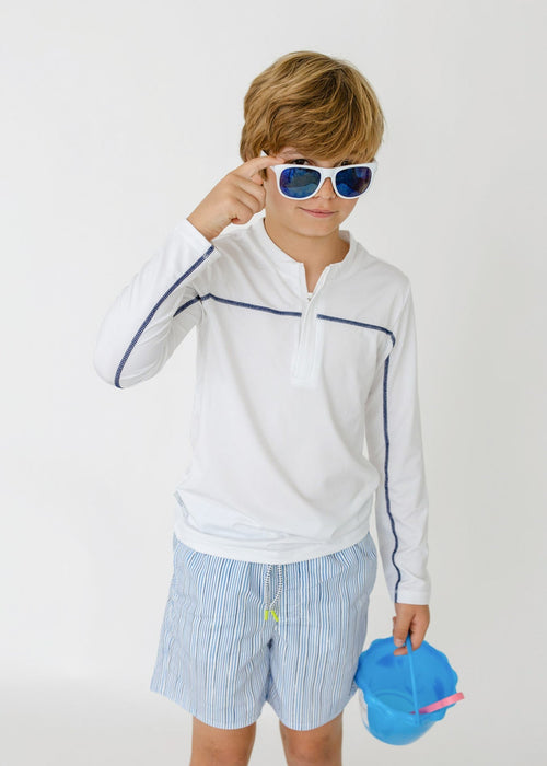 Boys White Zip Rashguard Cabana Life