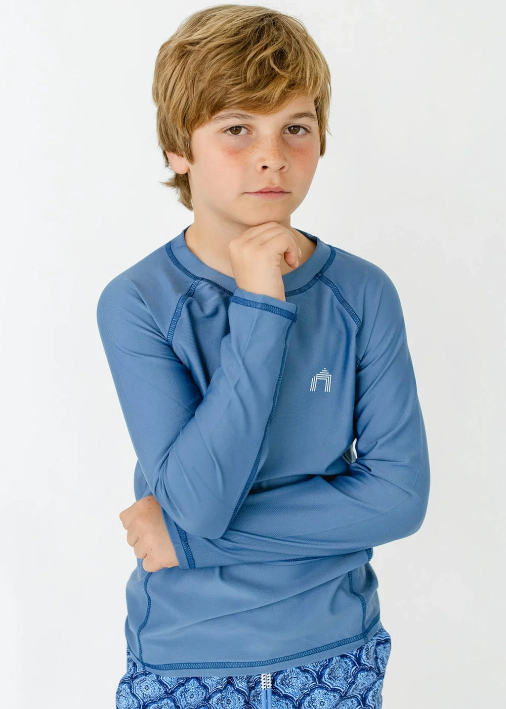 Boys Light Blue Long Sleeve Rashguard