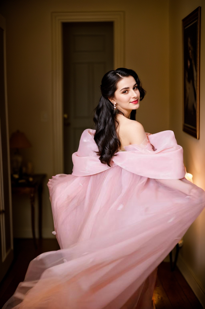 Blush Pink Sheer Bow-Tie Robe Dress – Romantic Elegance SelenaHuanStudio