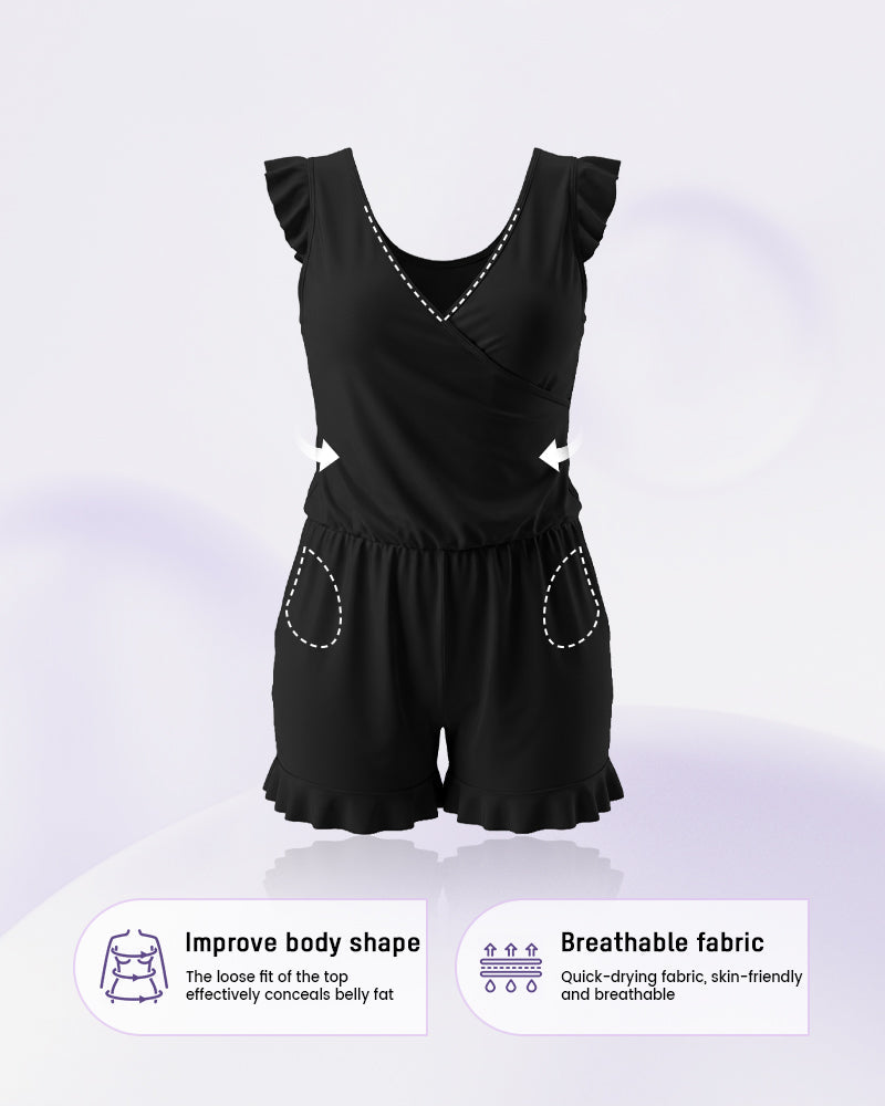 Built-in Bra Swim Romper SheCurve