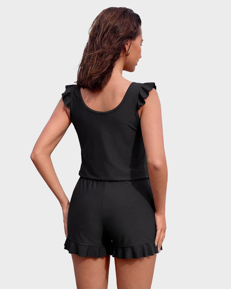 Built-in Bra Swim Romper SheCurve