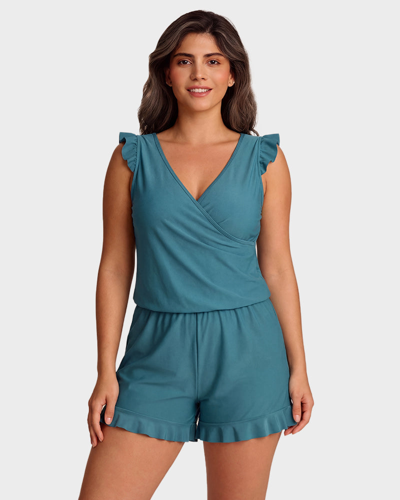 Built-in Bra Swim Romper SheCurve