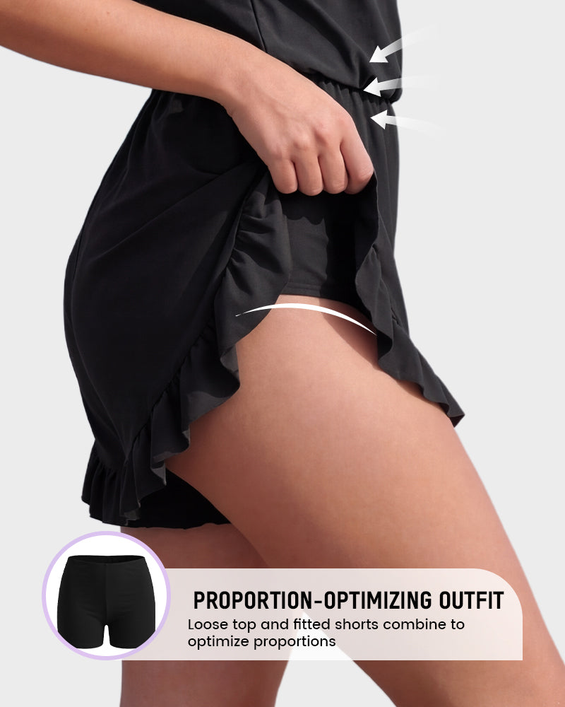 Built-in Bra Swim Romper SheCurve