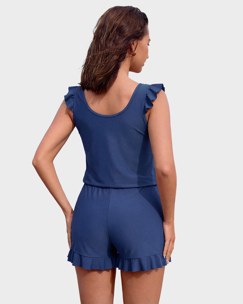 Built-in Bra Swim Romper SheCurve