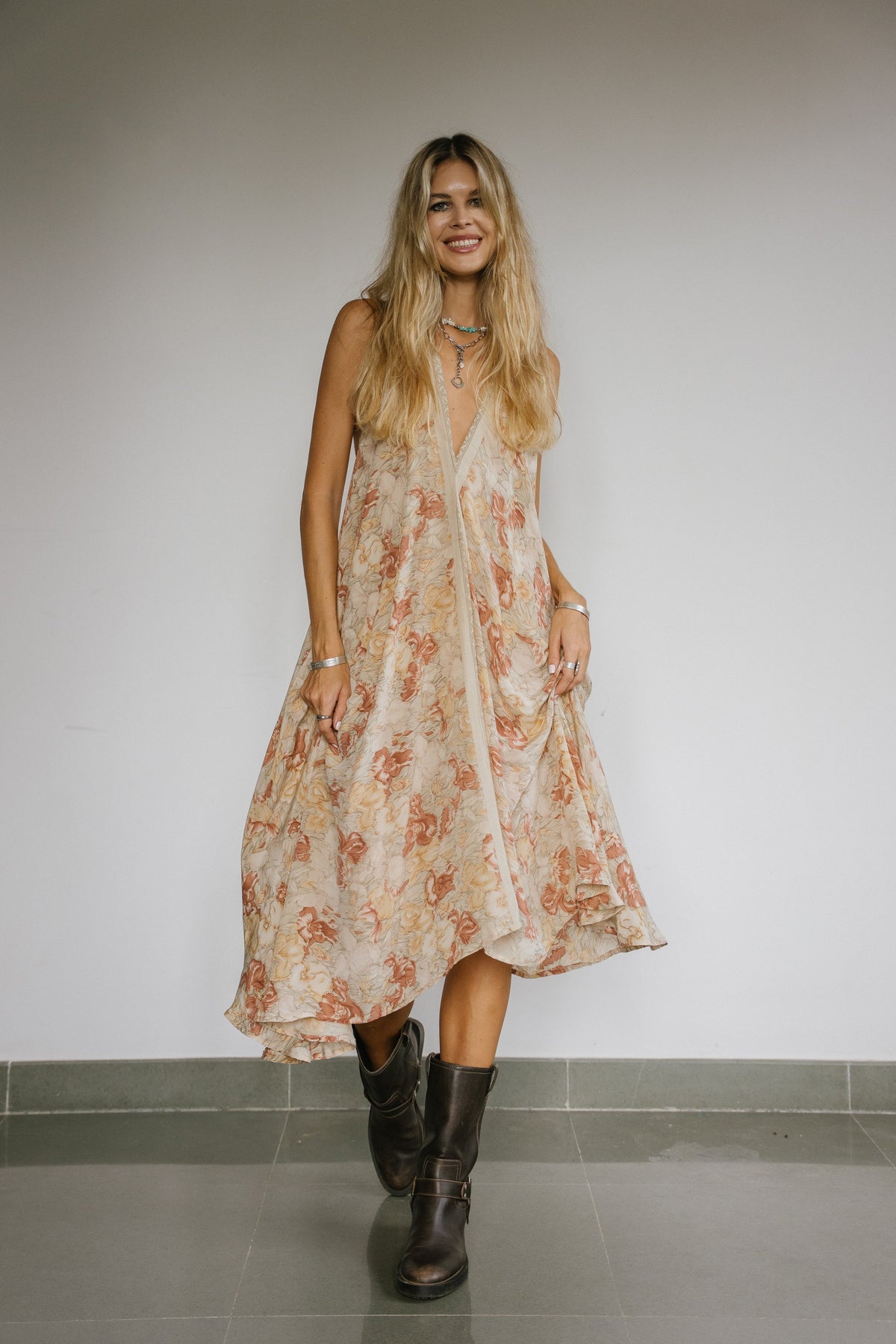 Sun Child Classic Silk Dress - Cream Sun Child