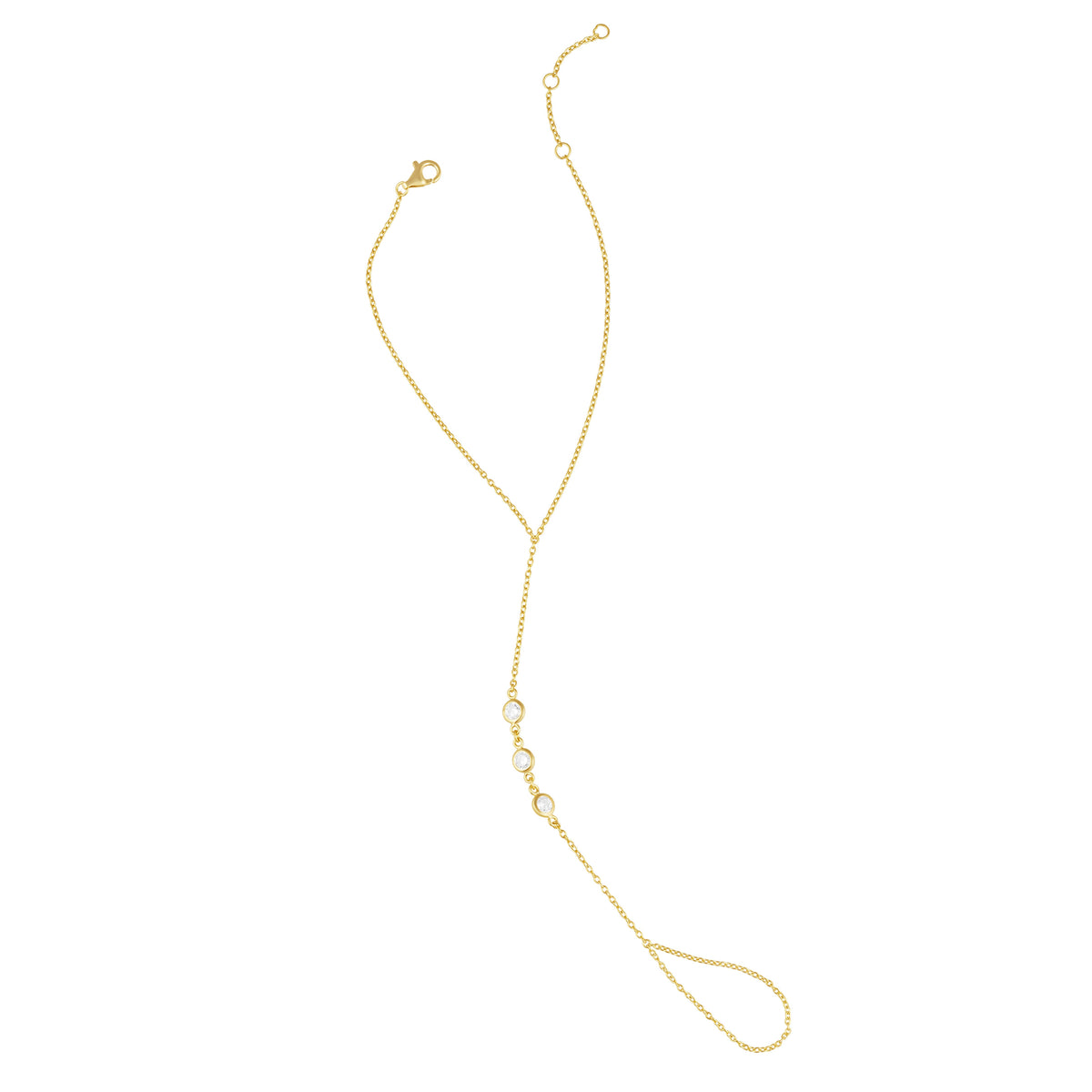 Cz Bezel Hand Chain Bracelet