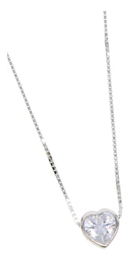 CZ Bezel Necklace Heart