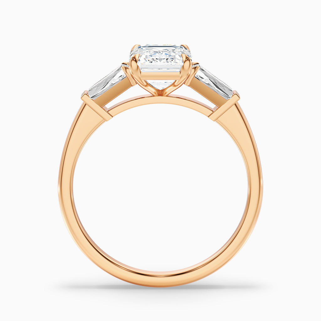 Melania 2 Carat Emerald with Tapered Baguette Cut Lab Grown Engagement Ring in 14k White Gold