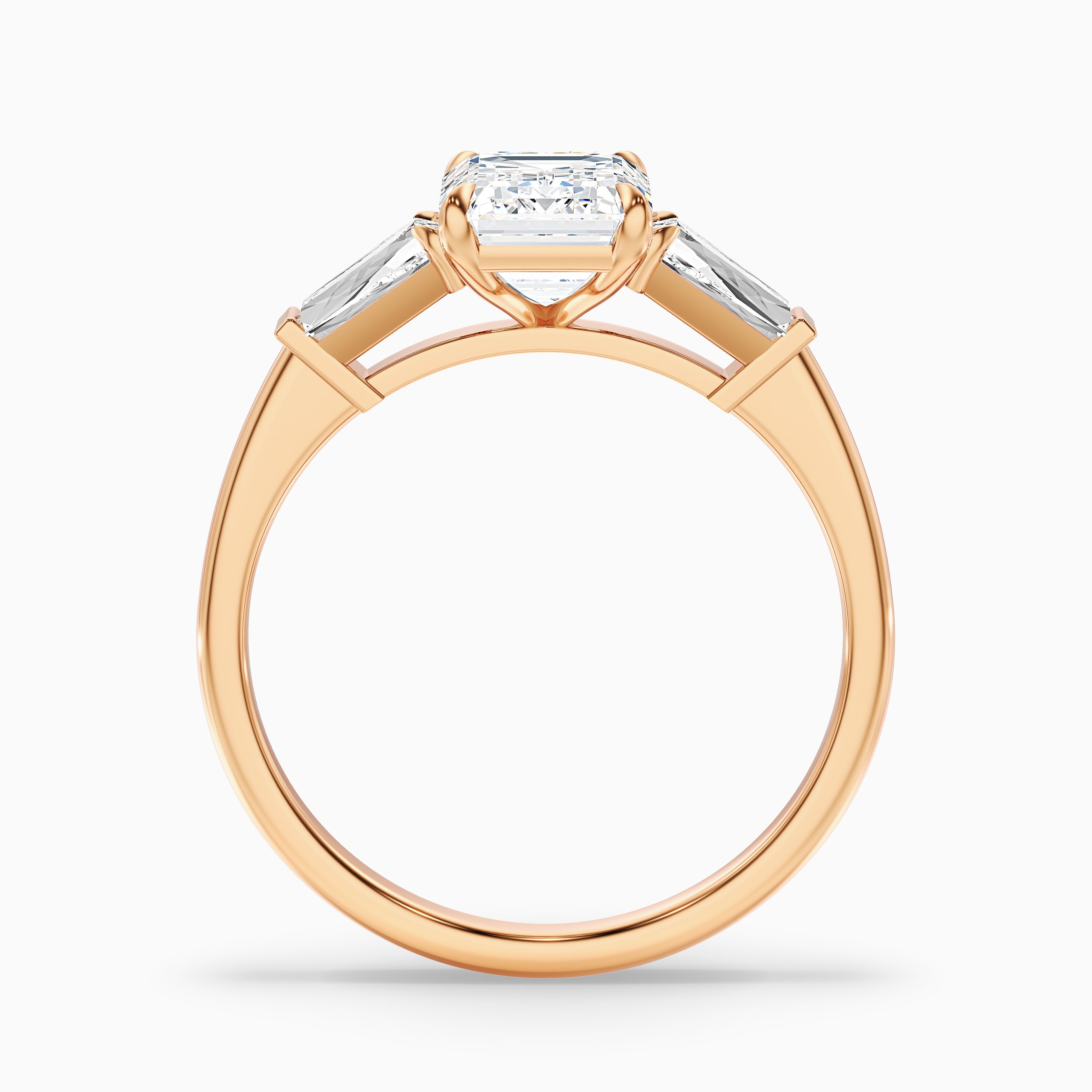 Melania 2 Carat Emerald with Tapered Baguette Cut Lab Grown Engagement Ring in 14k White Gold