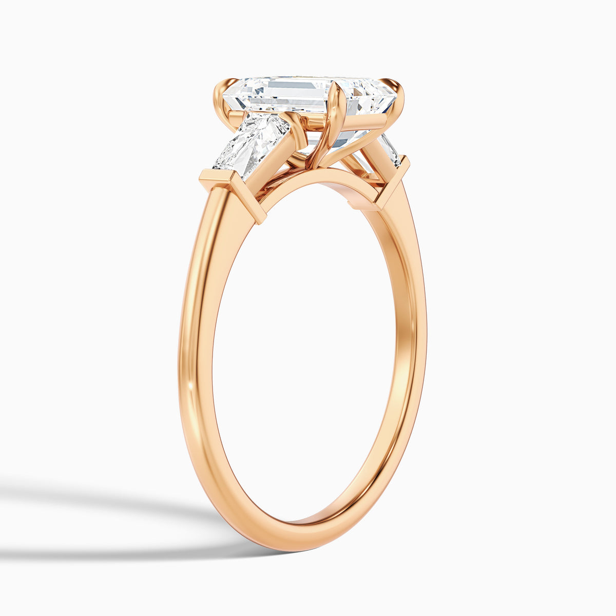 Melania 2 Carat Emerald with Tapered Baguette Cut Lab Grown Engagement Ring in 14k Yellow Gold