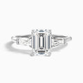Melania 2 Carat Emerald with Tapered Baguette Cut Lab Grown Engagement Ring in 14k White Gold