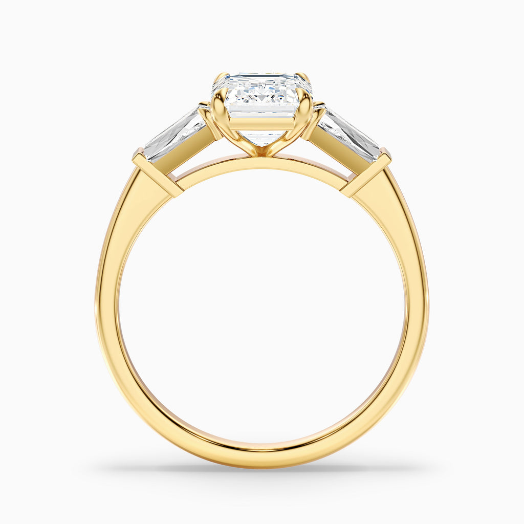 Melania 2 Carat Emerald with Tapered Baguette Cut Lab Grown Engagement Ring in 14k White Gold