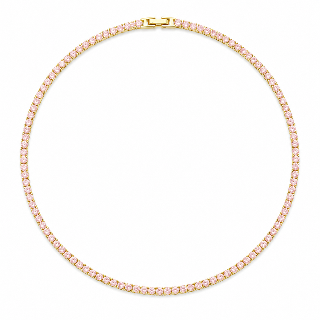 Karla Tennis Necklace Light Pink
