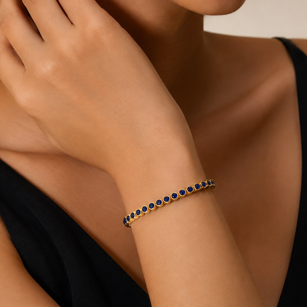 Lapis Lazuli Cabochon Tennis Bracelet
