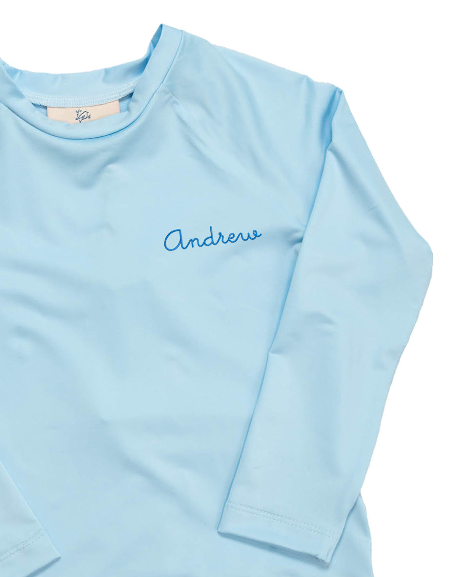 Rash Guard Long Sleeve in Coastal Blue Smockingbird