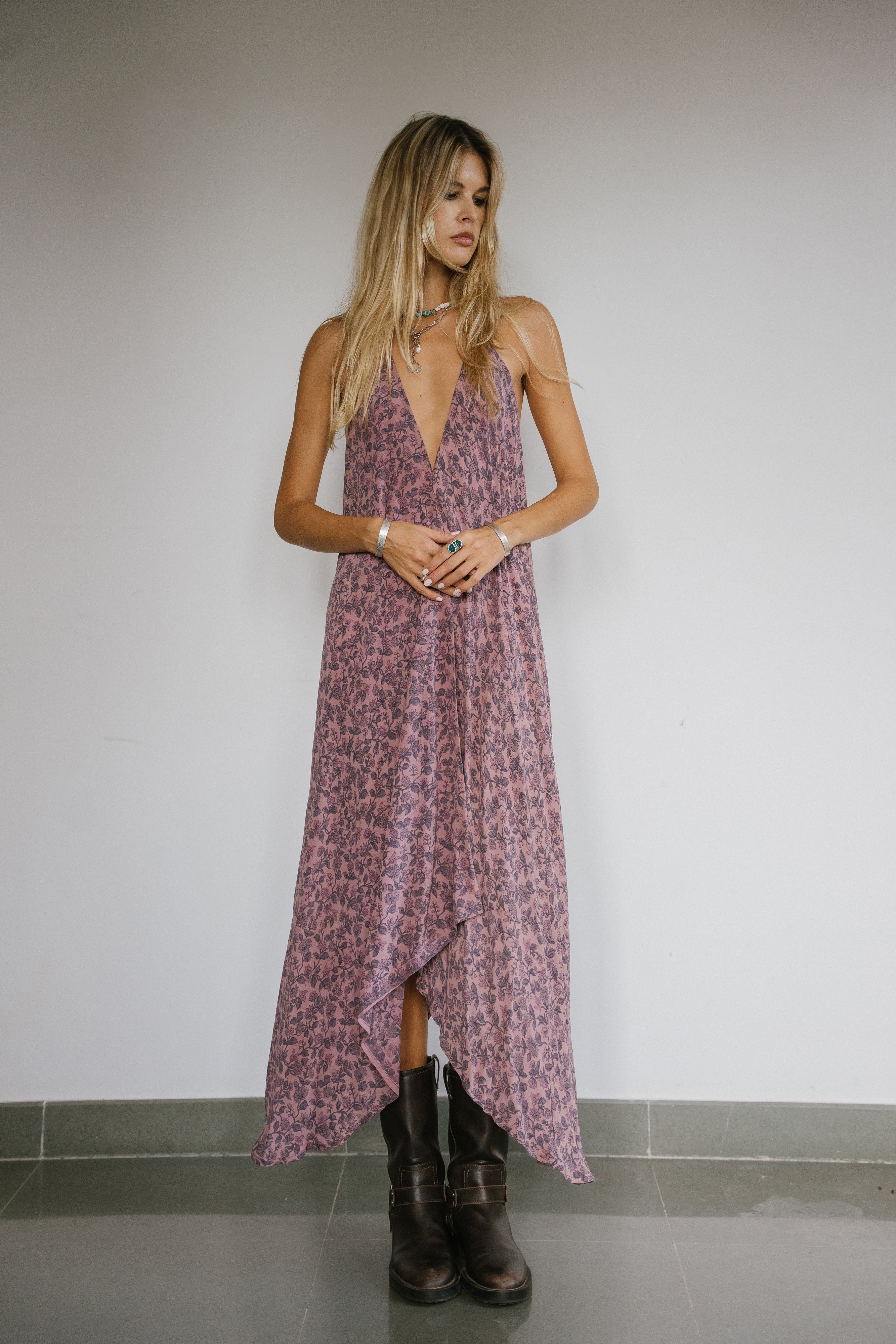 Sun Child Classic Silk Dress - Rosy