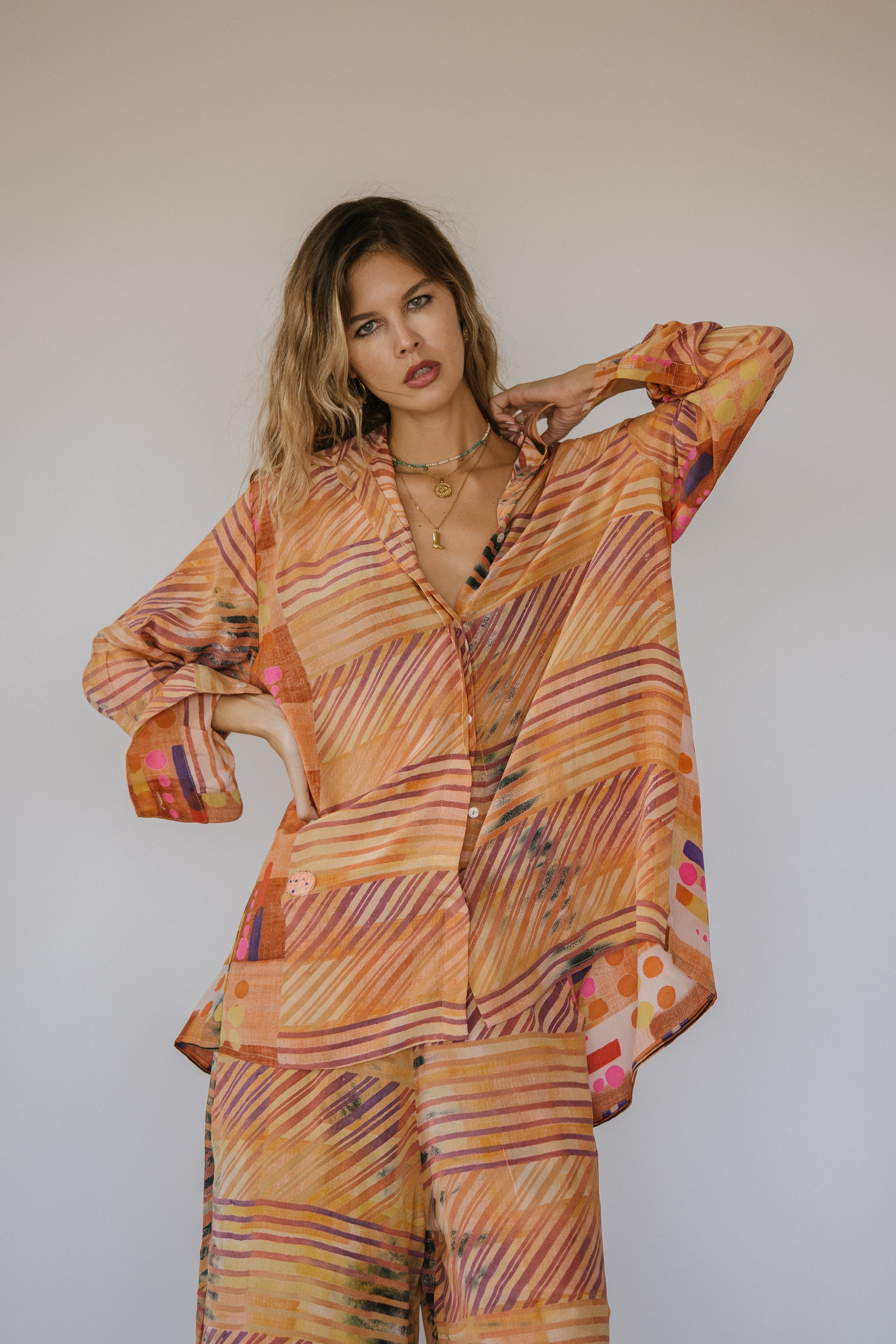 Open Back Boyfriend Shirt - Kaze Sun Child