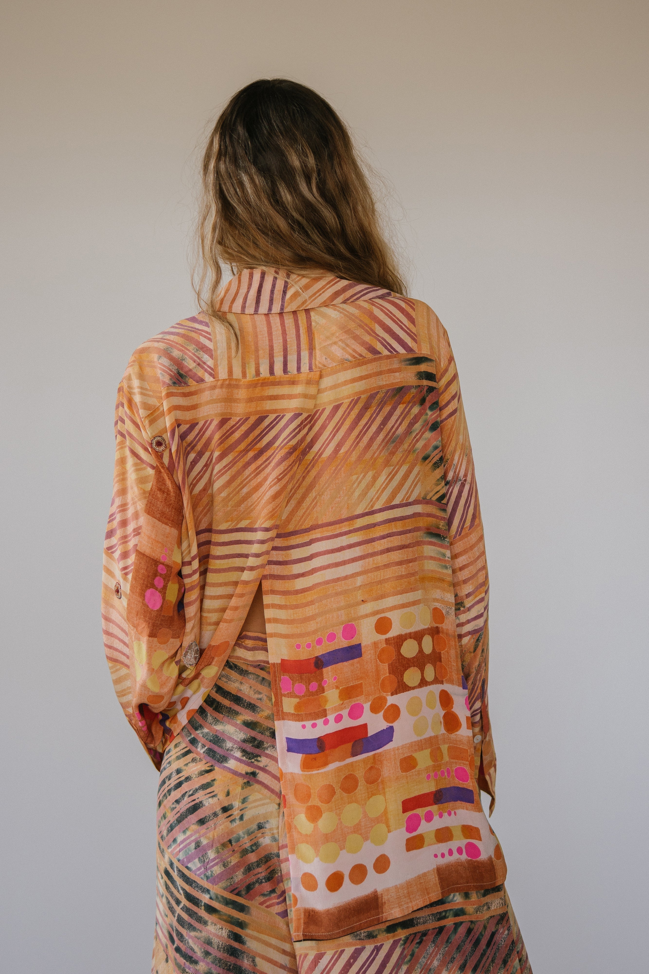 Open Back Boyfriend Shirt - Kaze Sun Child