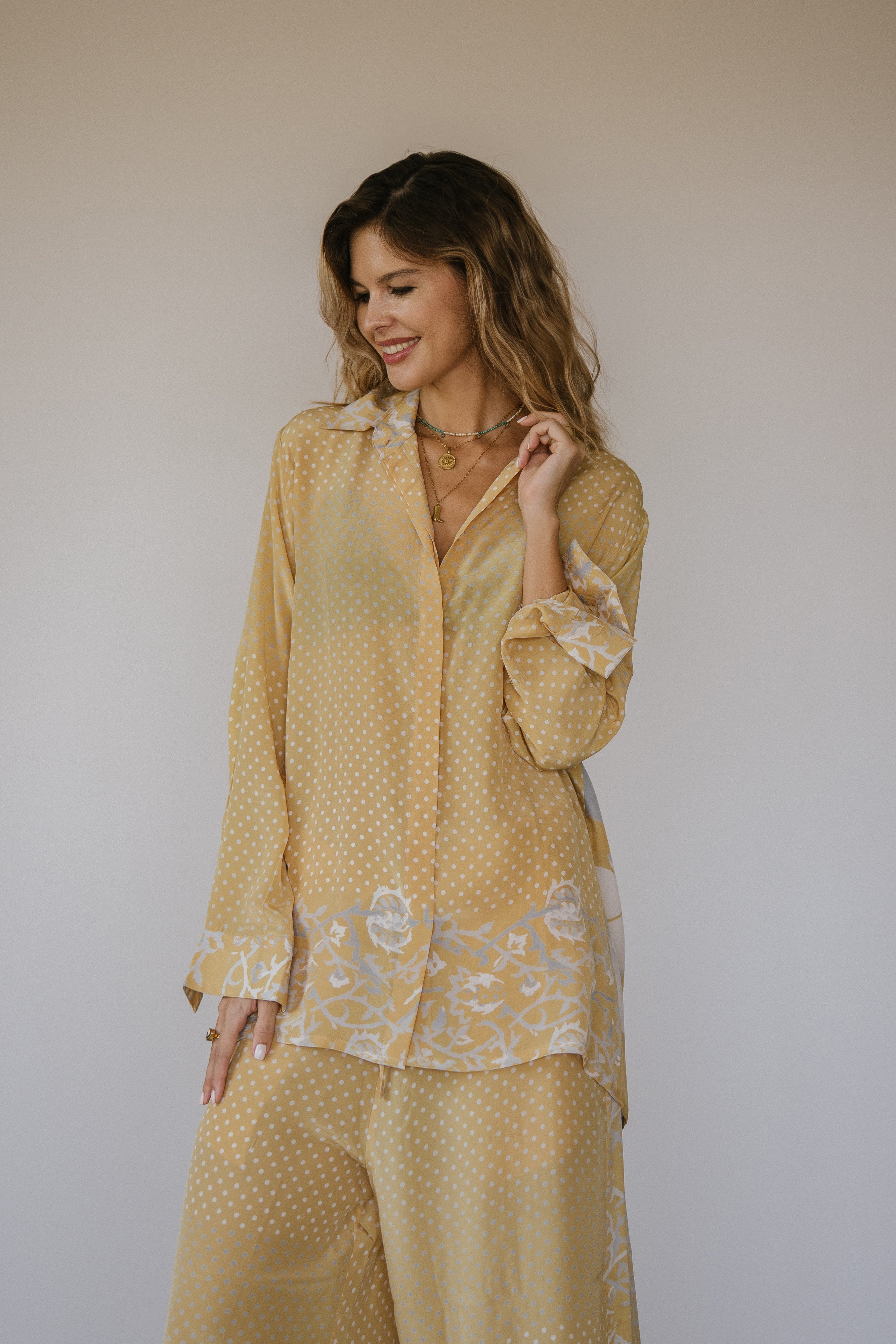 Open Back Boyfriend Shirt - Galaxy