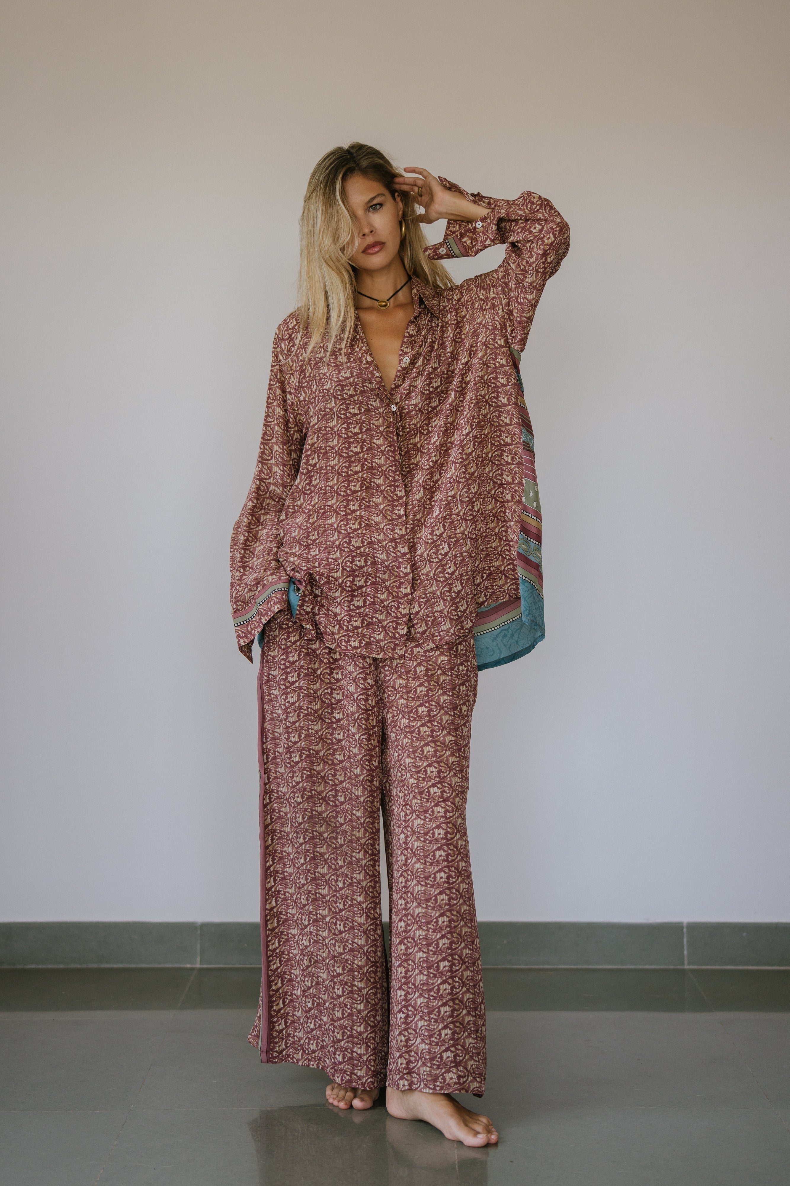 Open Back Boyfriend Shirt - Oak