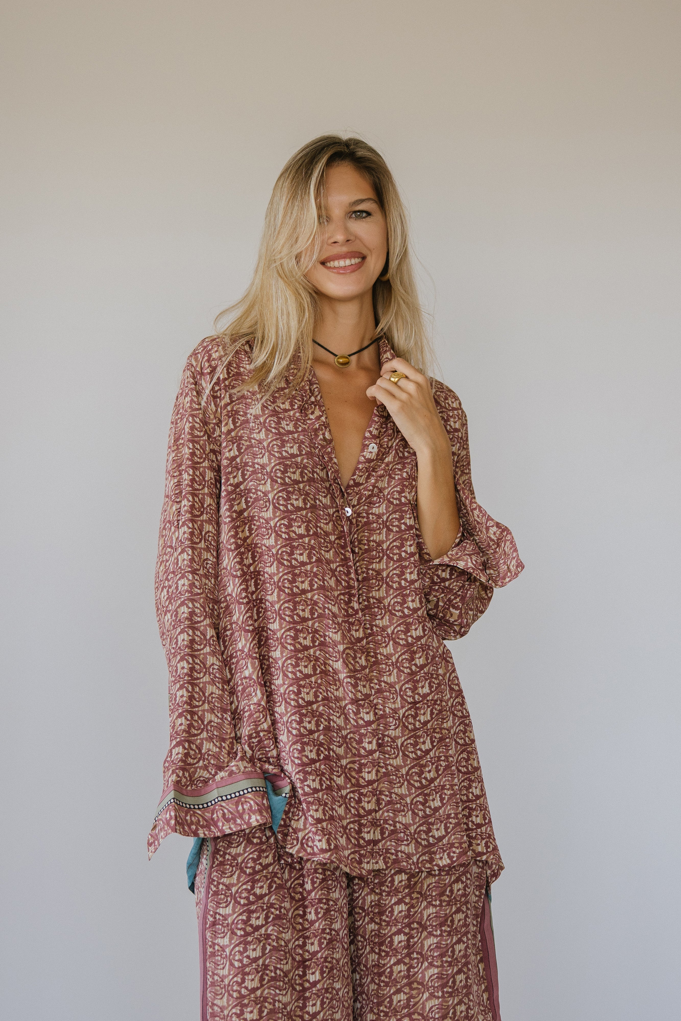 Open Back Boyfriend Shirt - Oak