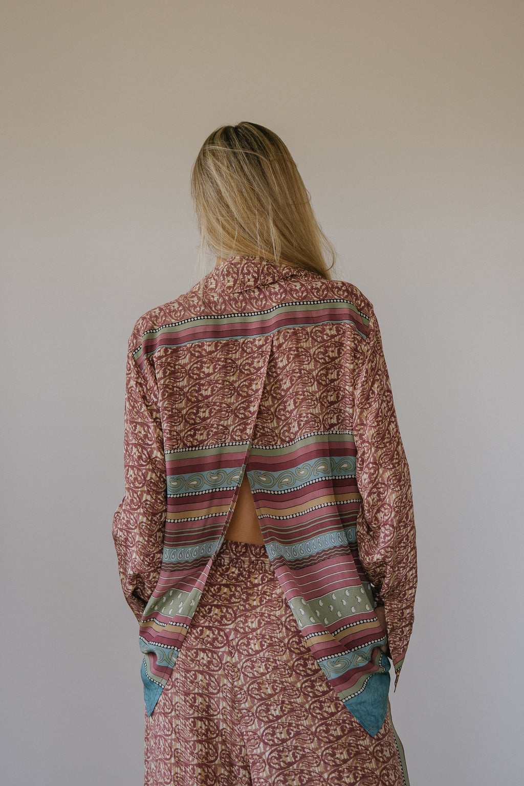 Open Back Boyfriend Shirt - Oak