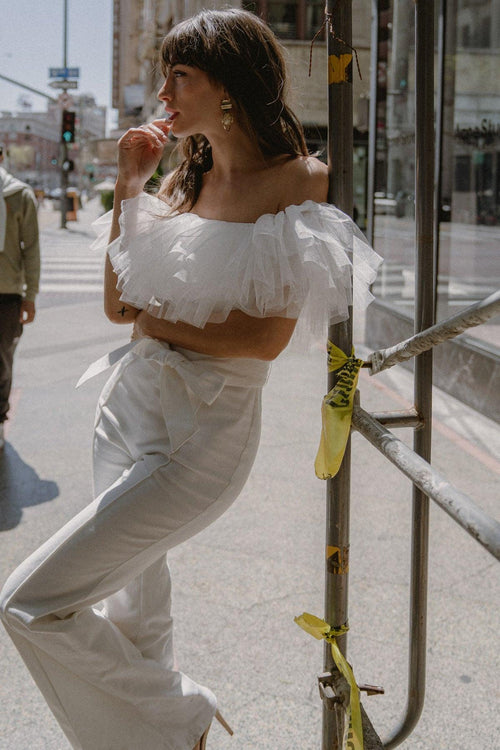 A POWER MOOD WHITE DENIM JUMPSUIT Flying Tomato