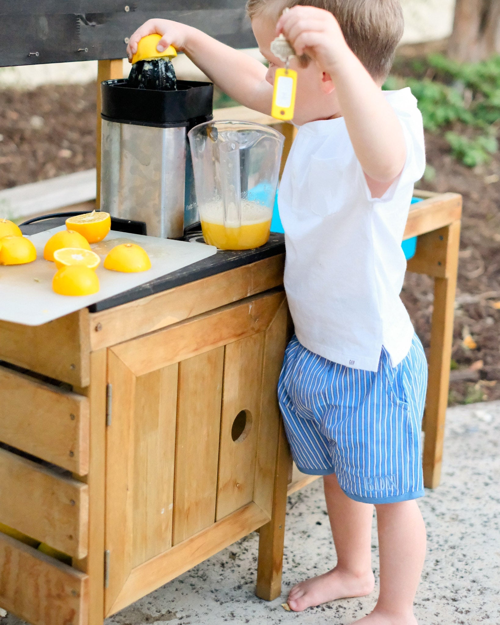 Blue Striped Tucker Shorts-FINAL SALE