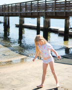 Coastal Stamps in Pastel Puff Sleeve Tankini- FINAL SALE Smockingbird