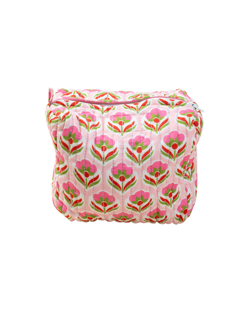Pink Block Print Zipper Pouch