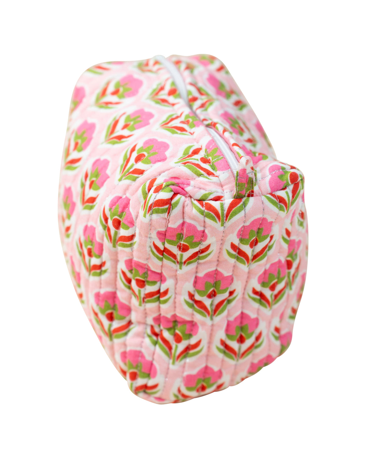 Pink Block Print Zipper Pouch