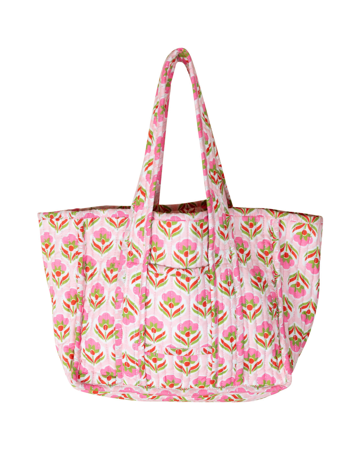 Pink Block Print Tote Bag Smockingbird