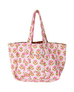 Pink Block Print Tote Bag Smockingbird