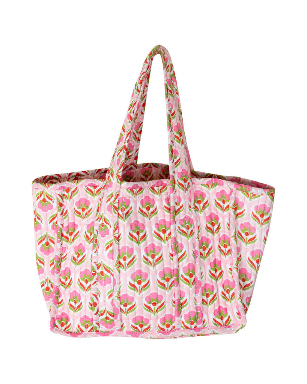 Pink Block Print Tote Bag