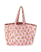 Pink Block Print Tote Bag Smockingbird