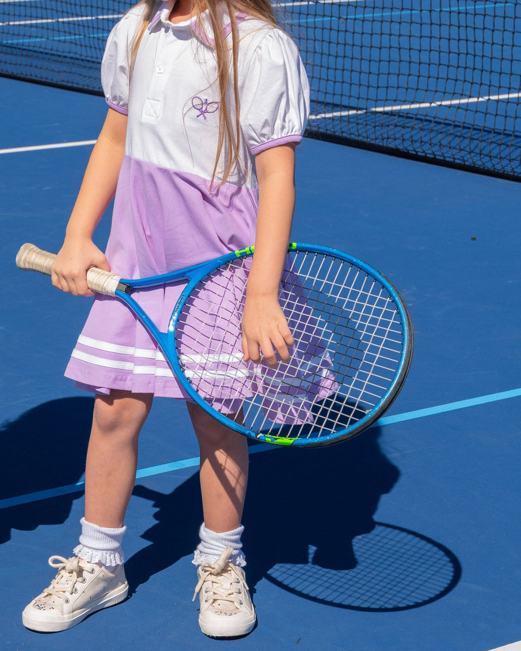 Purple and White Knit Tennis Dress- FINAL SALE Smockingbird