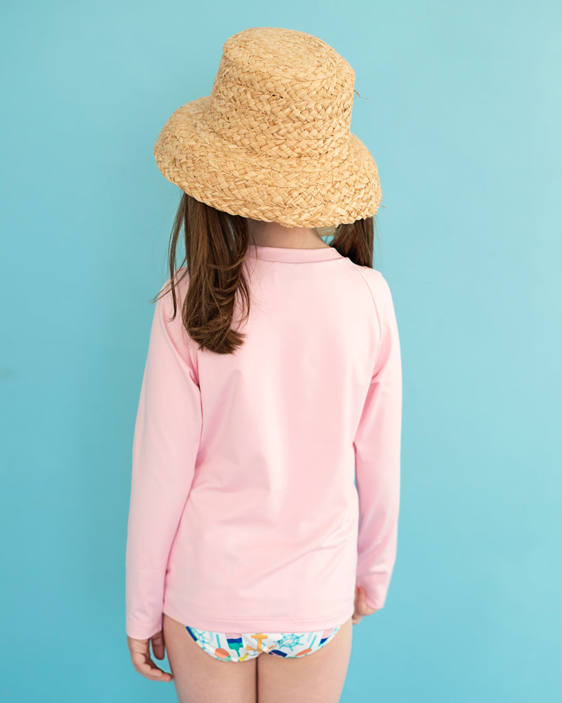 Rash Guard Long Sleeve In Pale Pink- FINAL SALE Smockingbird