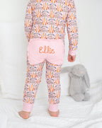 Spring Bunnies Pink Pima Cotton Zip Up Pajamas-FINAL SALE Smockingbird