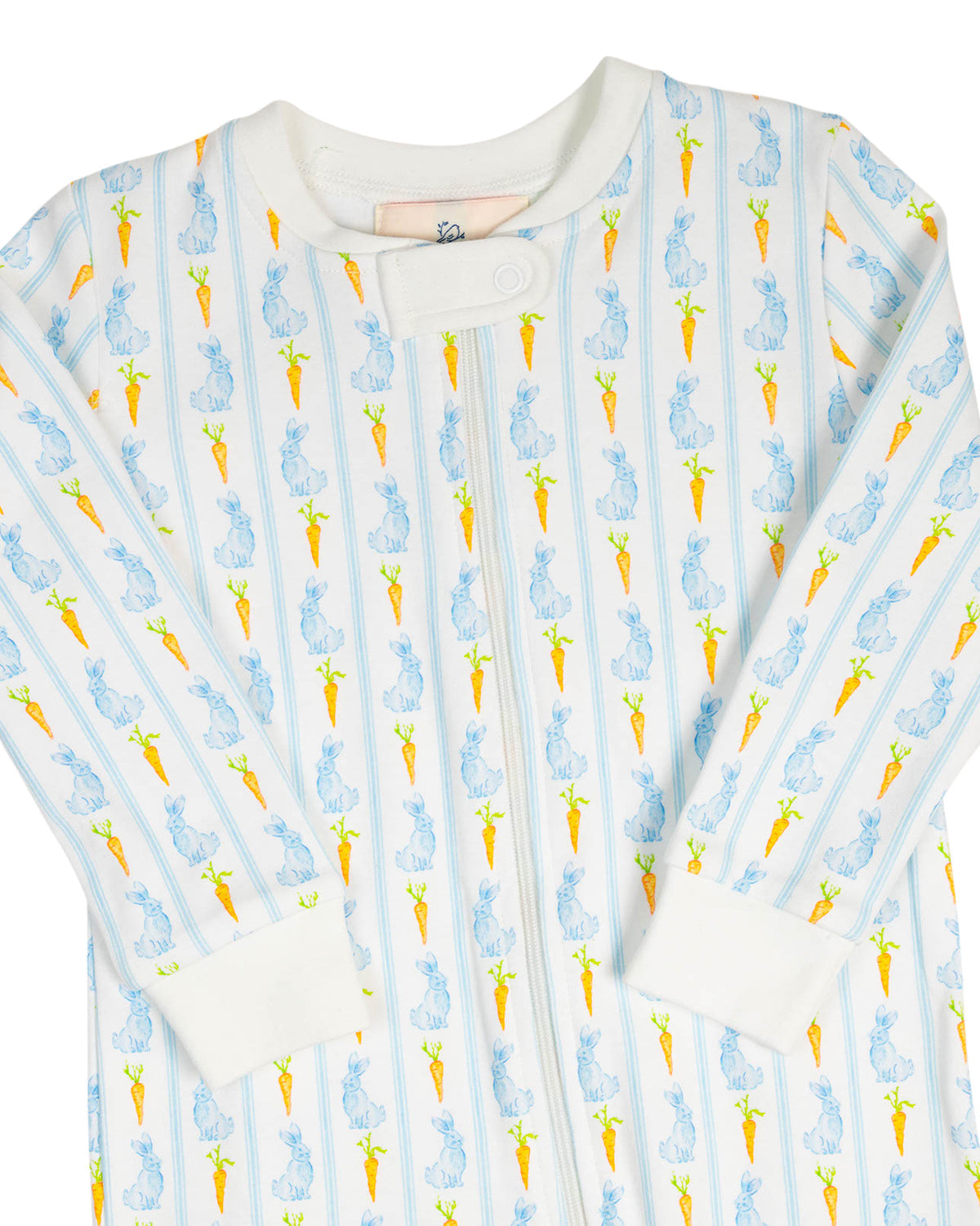 Blue Bunny Knit Zip Up Pajamas-FINAL SALE Smockingbird