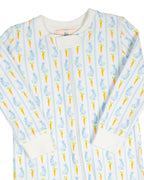 Blue Bunny Knit Zip Up Pajamas-FINAL SALE Smockingbird