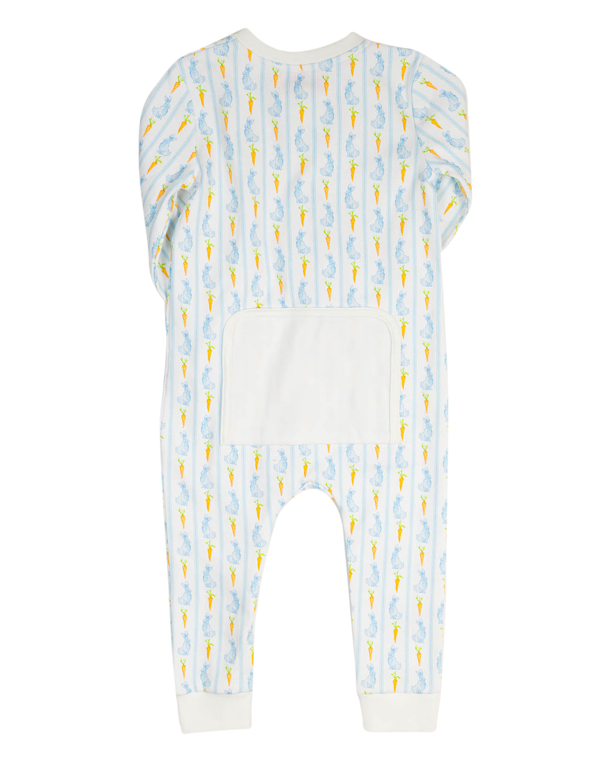 Blue Bunny Knit Zip Up Pajamas-FINAL SALE Smockingbird