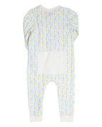 Blue Bunny Knit Zip Up Pajamas-FINAL SALE Smockingbird