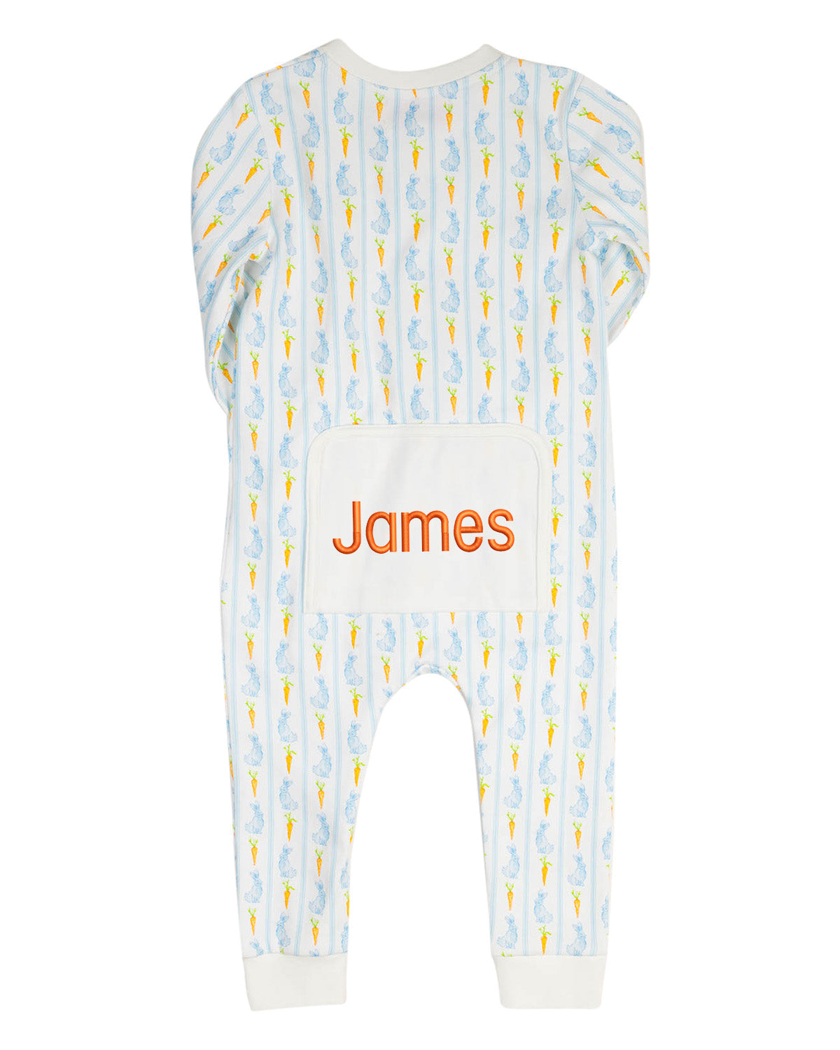 Blue Bunny Knit Zip Up Pajamas-FINAL SALE Smockingbird