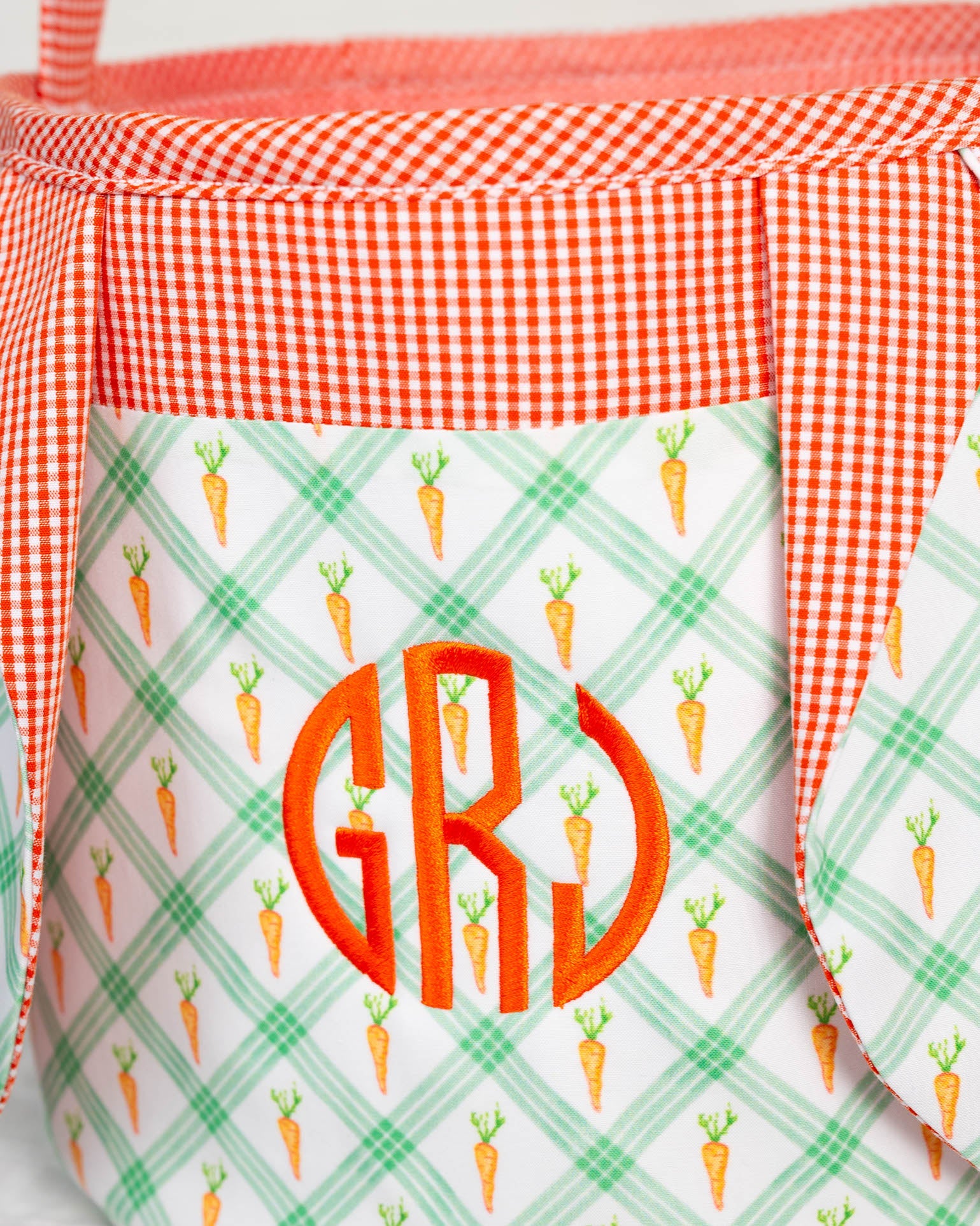 Easter Basket in Carrot Patch Plaid