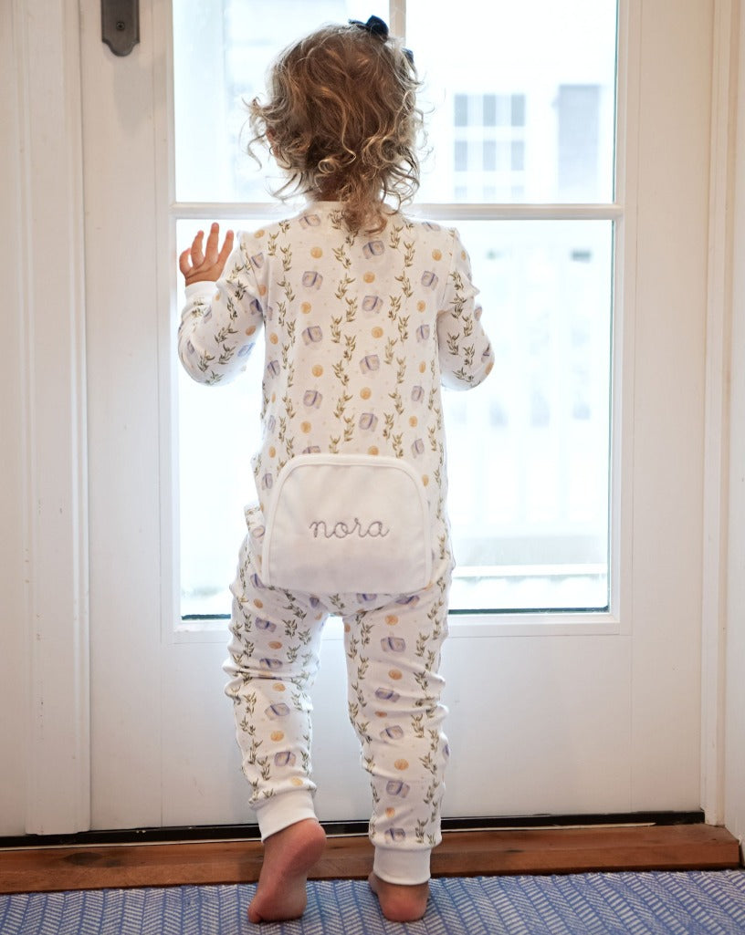 Dreaming of Dreidels Hanukkah Pima Cotton Zip Up Pajamas- FINAL SALE Smockingbird
