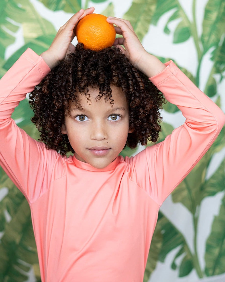 Rash Guard Long Sleeve in Orange Delight- FINAL SALE Smockingbird