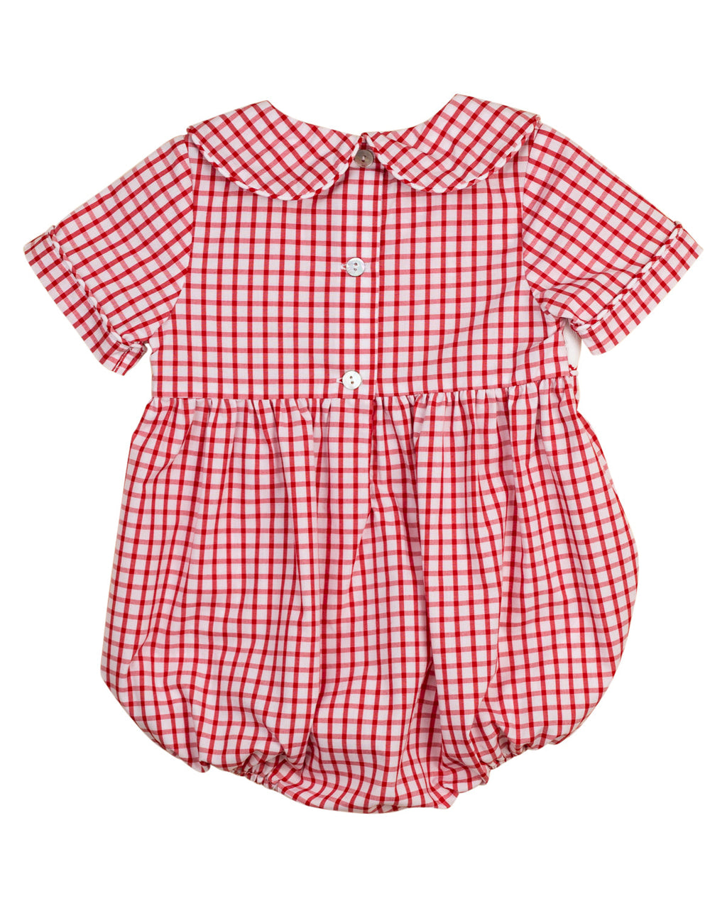 School Supplies Smocked Red Windowpane Boy Bubble- FINAL SALE