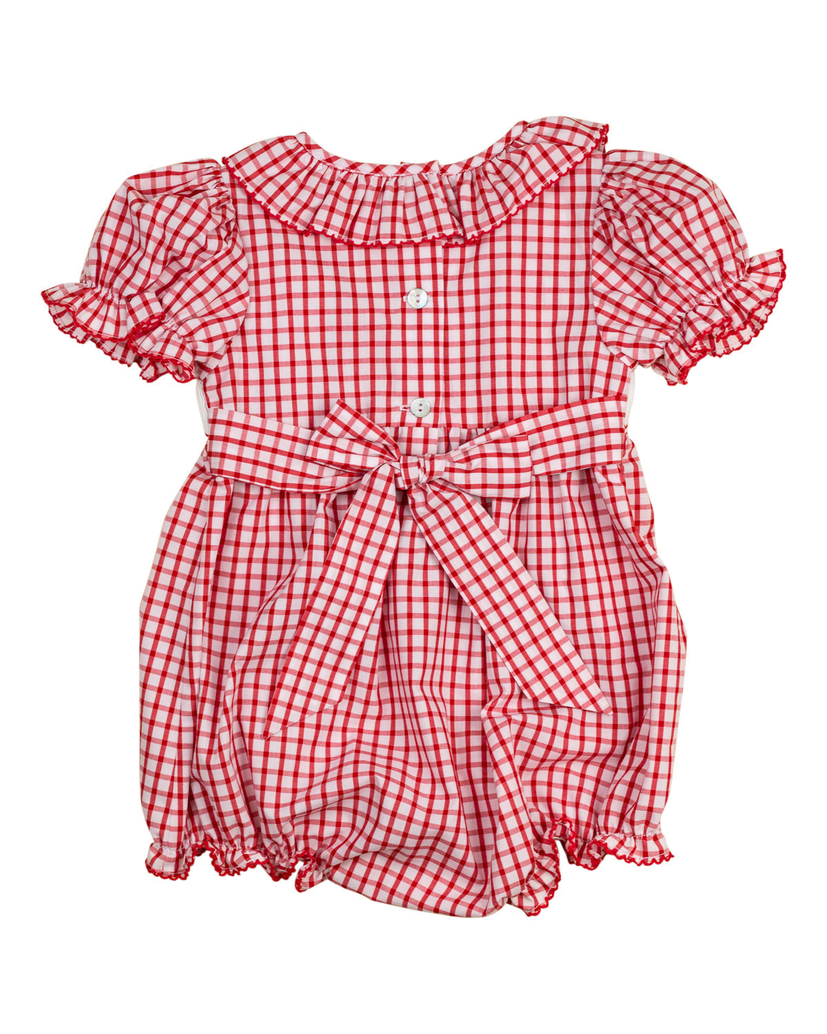 School Supplies Smocked Red Windowpane Girl Bubble- FINAL SALE Smockingbird