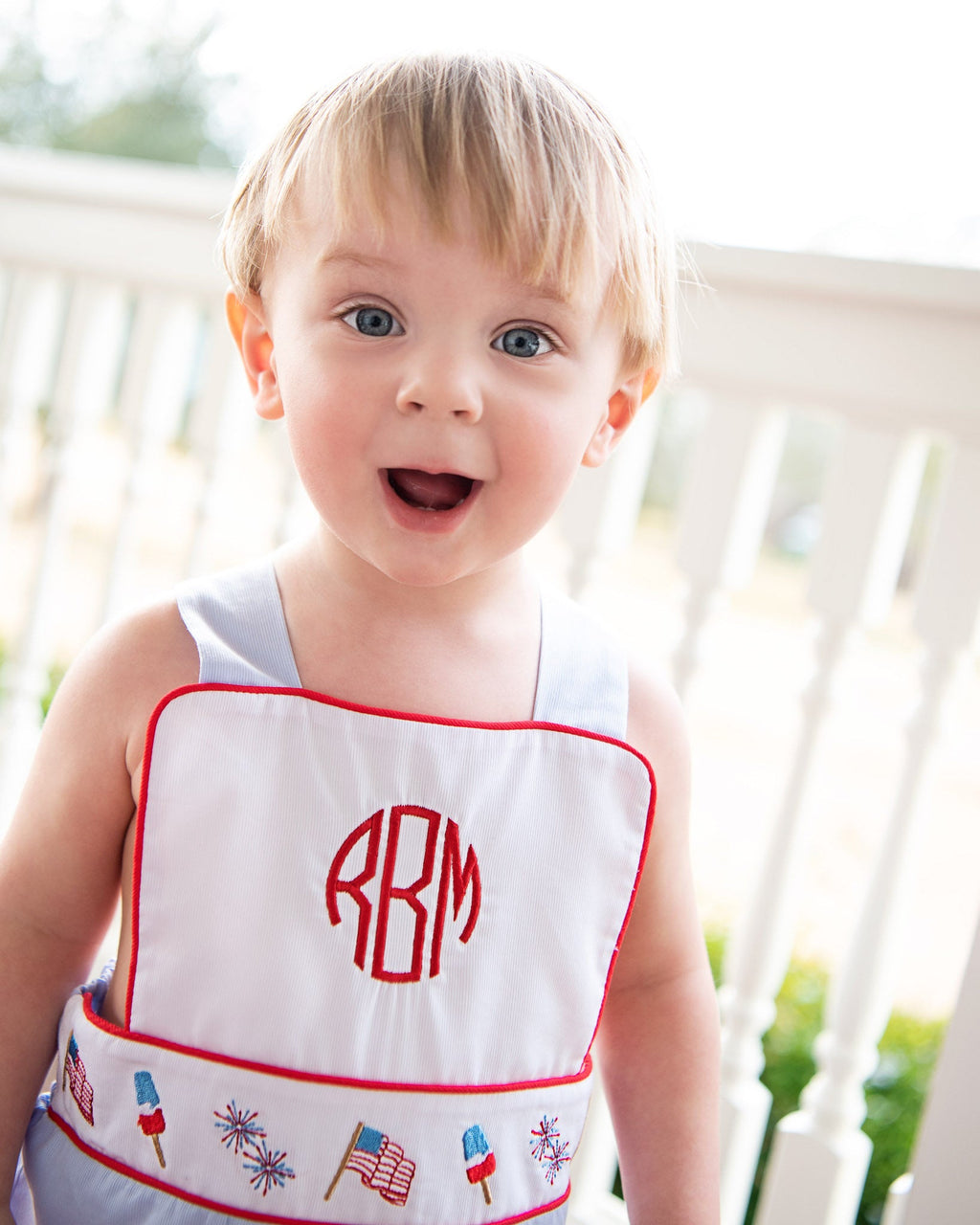 Patriotic Embroidered Shortall with Red Pockets- FINAL SALE