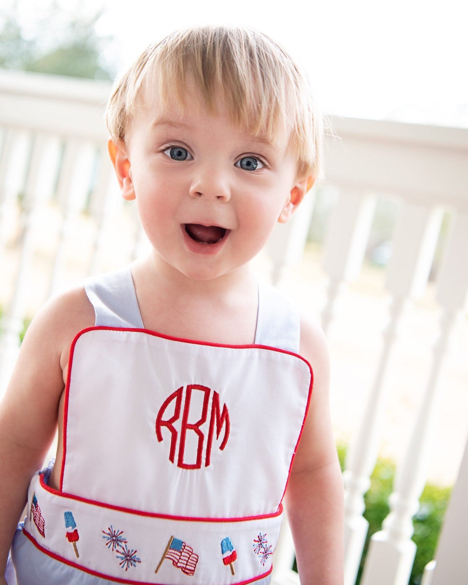 Patriotic Embroidered Shortall with Red Pockets- FINAL SALE